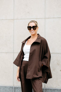 CLAIRE Short Trenchcoat - Chocolate