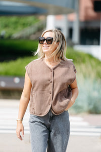 Sleeveless Jacket LUCIA - Brown
