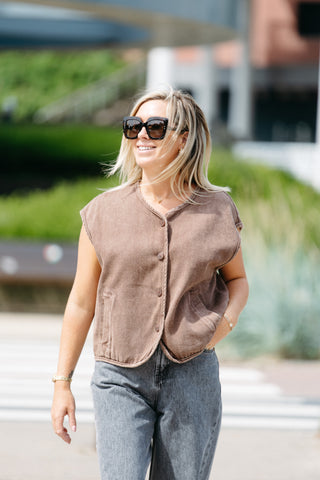 Sleeveless Jacket LUCIA - Brown