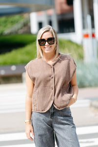 Sleeveless Jacket LUCIA - Brown