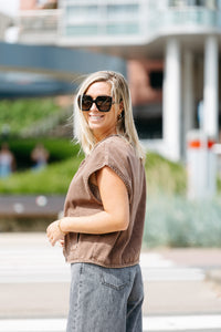 Sleeveless Jacket LUCIA - Brown