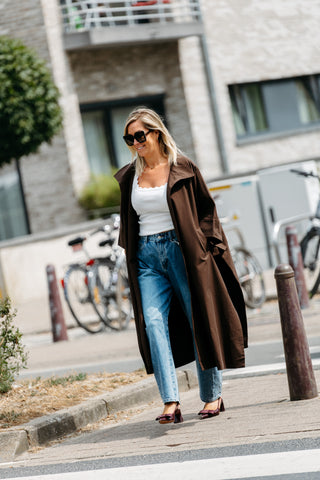 BLAIRE Long Trenchcoat - Chocolate