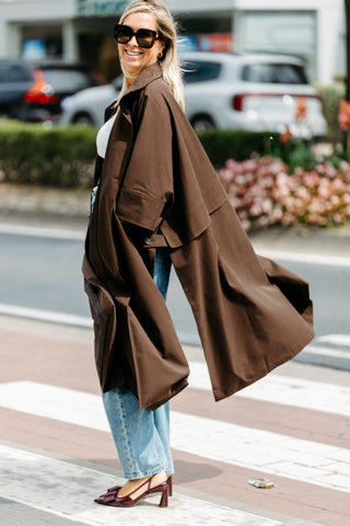BLAIRE Long Trenchcoat - Chocolate