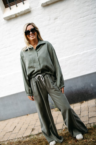 Drawstring blouse OLIVIA - Kaki