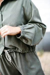 Drawstring blouse OLIVIA - Kaki
