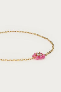MY-Botanical armband met kleine roze strass bloem