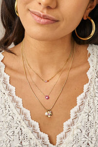 MY - Botanical ketting met bloem en roze strass steen