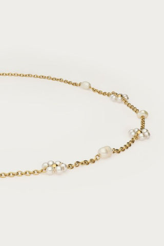 MY-Botanical ketting met zoetwaterparel bloemen