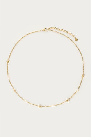 MY-Botanical ketting met zoetwaterparel bloemen
