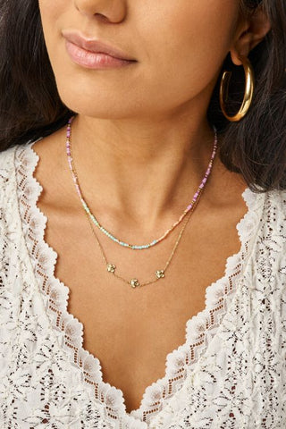 MY-Botanical ketting met drie klaver bloemen