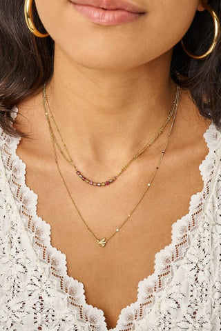 MY - Botanical ketting met mini multikleur kralen