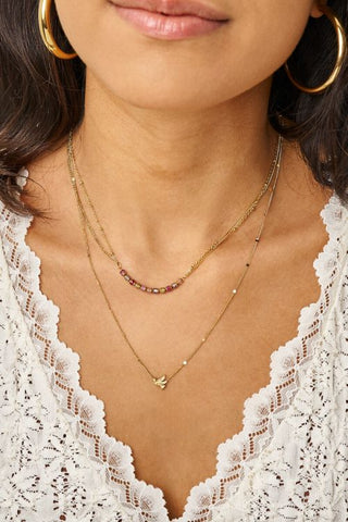 MY - Botanical minimalistische ketting met vogel