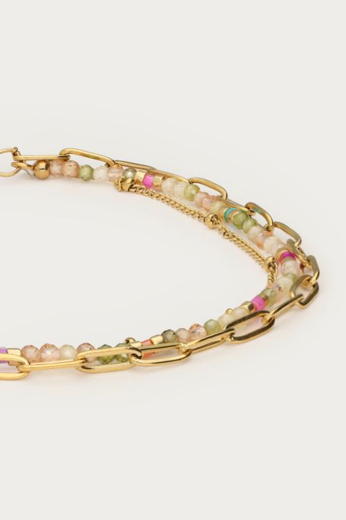 MY-Botanical driedubbele armband met licht groene kralen