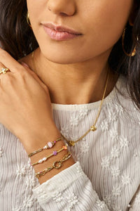 MY-Botanical driedubbele armband met licht groene kralen