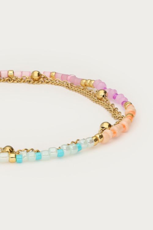MY-Botanical driedubbele armband met multikleur kralen