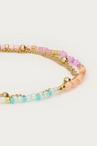 MY-Botanical driedubbele armband met multikleur kralen
