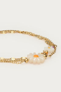 MY-Botanical driedubbele armband met witte bloemen