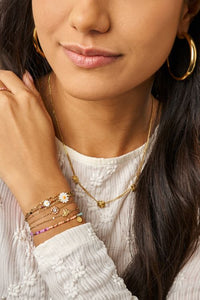 MY-Botanical driedubbele armband met witte bloemen