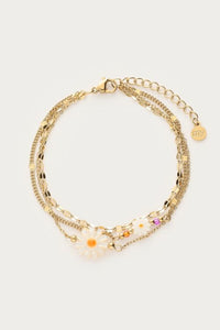 MY-Botanical driedubbele armband met witte bloemen