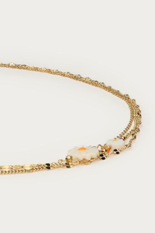MY- Botanical driedubbele ketting met witte bloemen