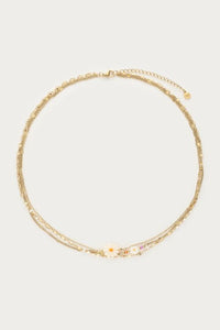MY- Botanical driedubbele ketting met witte bloemen
