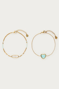 MY-Armbanden set met blauw hartje