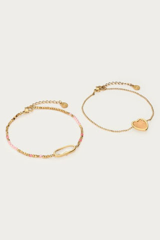 MY-Armbanden set met peach hartje