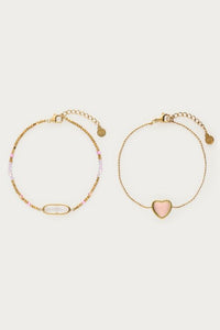 MY-Armbanden set met roze hartje