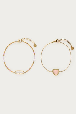 MY-Armbanden set met roze hartje