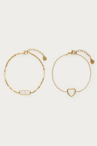 MY-Armbanden set met wit hartje