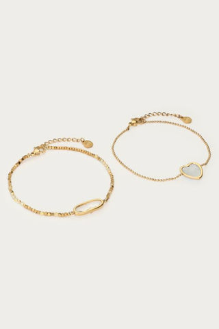 MY-Armbanden set met wit hartje