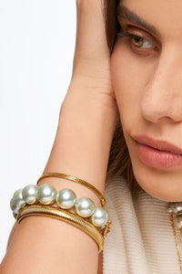 MY-Armband met licht groene glas parels