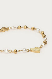 MY-Armband met hartje en imitatieparels