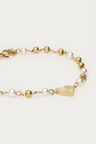 MY-Armband met hartje en imitatieparels