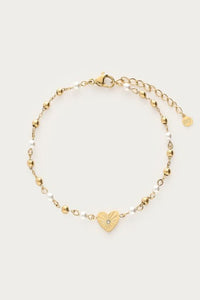 MY-Armband met hartje en imitatieparels