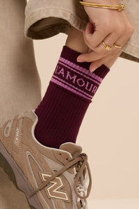 Sokken l'amour burgundy pink