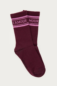Sokken l'amour burgundy pink