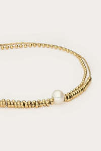 MY-Dubbele armband met kralen en natuurlijke parel