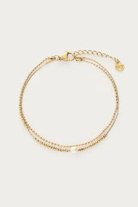MY-Dubbele armband met kralen en natuurlijke parel