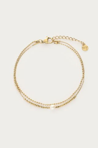 MY-Dubbele armband met kralen en natuurlijke parel