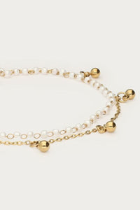 MY-Dubbele armband met dots en mini imitatieparels