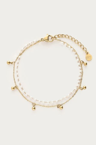 MY-Dubbele armband met dots en mini imitatieparels