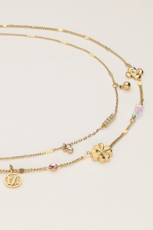 MY-Dubbele ketting met bedels "dreams come true"