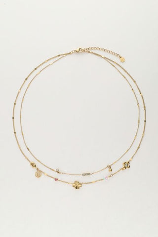 MY-Dubbele ketting met bedels "dreams come true"