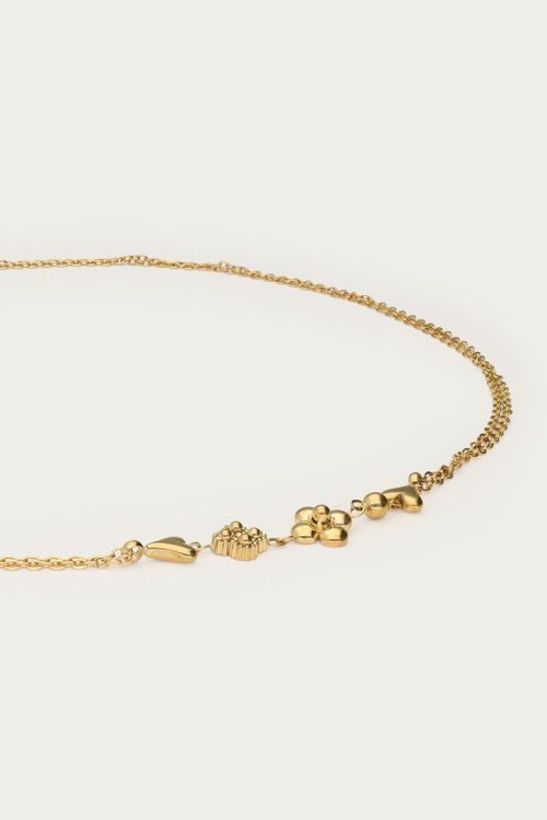 MY-Dubbele ketting met vijf minimalistische bedels