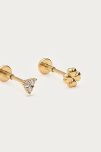 MY-Oor piercing set met klaver en strass steen