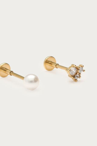 MY-Oor piercing set met imitatieparel en strass steen