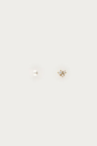 MY-Oor piercing set met imitatieparel en strass steen