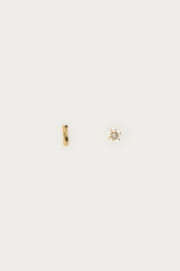 MY-Oor piercing set met zoetwaterparel bloem