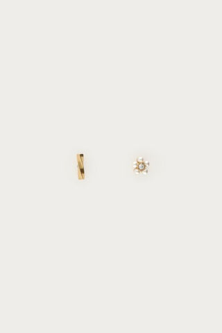MY-Oor piercing set met zoetwaterparel bloem